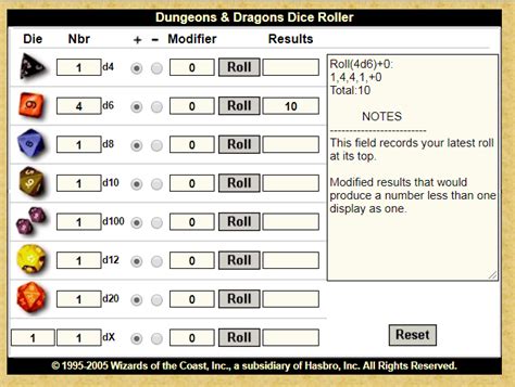 dice roller wizards.